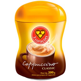 Café Cappuccino 3 Corações Tradicional Pote 200G