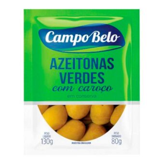 Azeitona Verde Campo Belo Com Caroço Sachê 80G