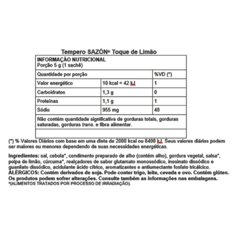 Tempero Floppy Sazon Toque De Limão 60G