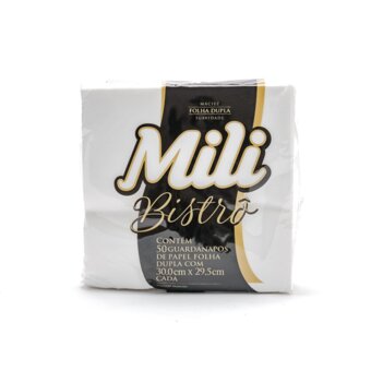 Guardanapo de Papel Folha Dupla Mili Bistrô 30Cm X 29,5Cm 50Un