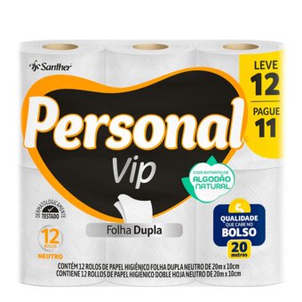  Papel Higiênico VIP Folha Dupla Personal 12Un