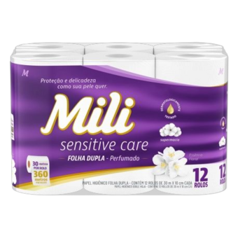 Papel Higiênico Folha Dupla Mili Care Perfumado 30M 12 Un