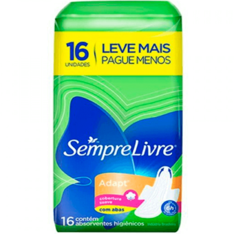 Absorvente Sempre Livre Adapt Plus Com Abas Suave 16Und. Leve Mais Pague Menos