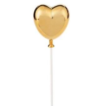 Topo Bolo Silv Plastic Coracao Dourado  