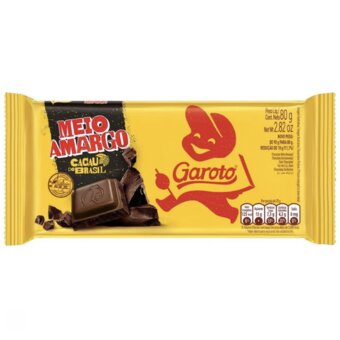 Chocolate Garoto Meio Amargo 80G