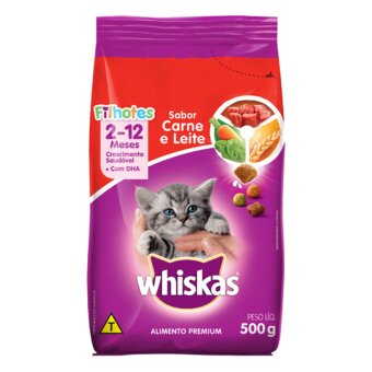 Ração Para Gatos Filhotes Whiskas Carne E Leite 500G