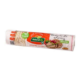 Biscoito De Arroz Integral Mini Natural Life Sem Glúten 80G  