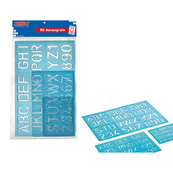 Kit Normografo Waleu Azul