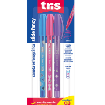 Caneta Esferografica Tris Slide Fancy 1.0 3un