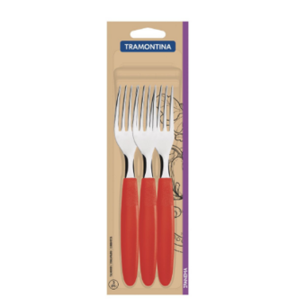 Garfo Mesa Tramontina 3pcs Vermelho