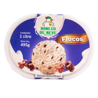Sorvete Boneco De Neve Flocos 1 Litro