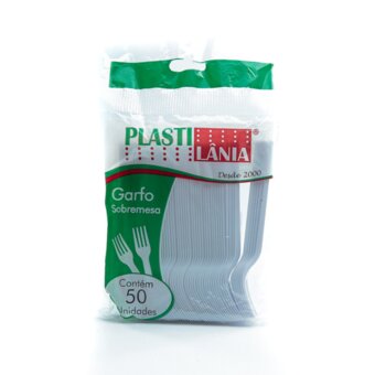 Garfo Sobremesa Plastilania Com 50 Unidades