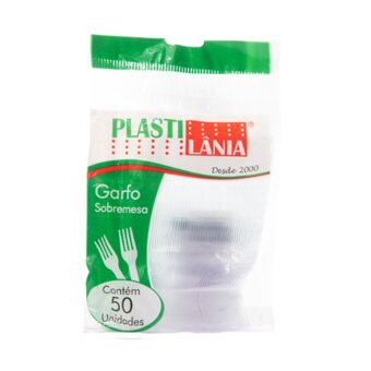 Garfo Plástico Para Sobremesa Plastilania Embalagem 50Un