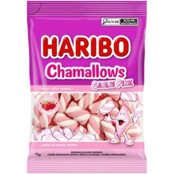 Bala Haribo Marshmallow Cables Pink 70g