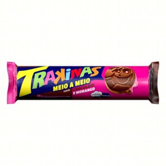Biscoito Recheado Trakinas Chocolate/Morango 126g