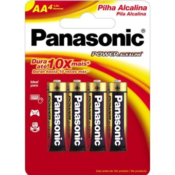 Pilha Alcalina Panasonic Pequena Aa Embalagem 4 Un