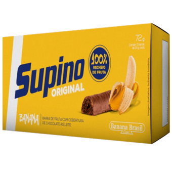Barra De Frutas Supino Tradicional Banana Coberto Com Chocolate Ao Leite 72G