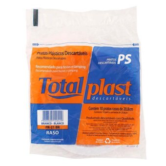 Prato Descartável Plástico 21Cm Branco Totalplast Embalagem 10 Un