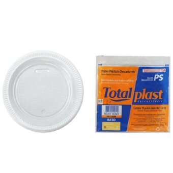 Prato Descartável Totalplast 18Cm Branco Embalagem 10 Un