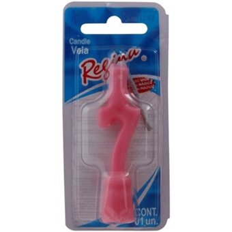 Vela Regina Aniversário N7 Rosa Embalagem 1 Un