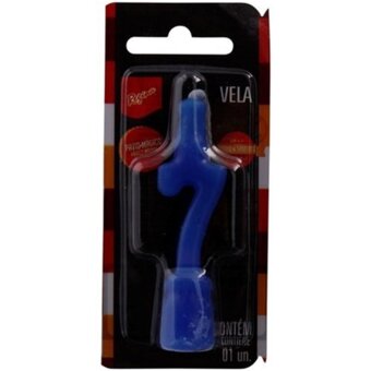 Vela Regina Aniversário N7 Azul Embalagem 1 Un