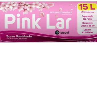 SACO LIXO BIOPOL 15L 40UN REF PINK