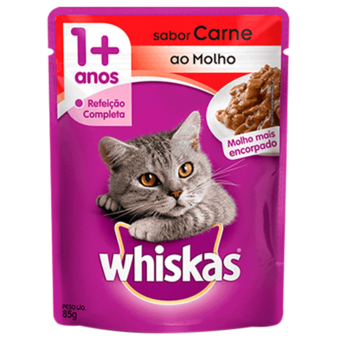 Ração Whiskas Adulto Carne Sachê 85G