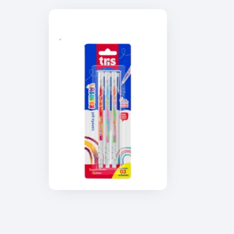 CANETA GEL TRIS 1.0MM 3UN RAINBOW