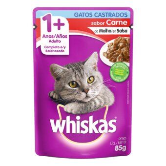 Ração Para Gatos Castrados Whiskas Carne Ao Molho 85G