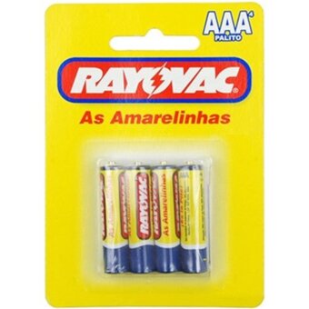 Pilha Rayovac Amarelinha Palito Aaa Embalagem 4 Un