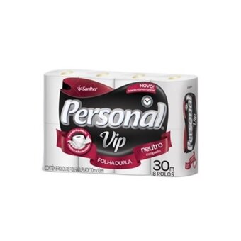 Papel Higiênico Personal Vip Folha Dupla Neutro 30M Pacote 8 Rolos