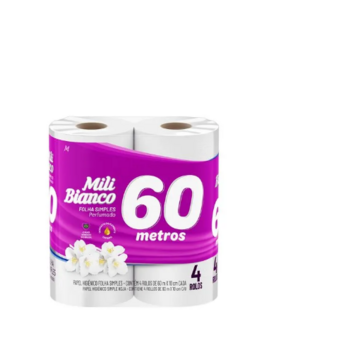 Papel Higiênico Folha Simples Mili Bianco 60M Perfumado 4Und.