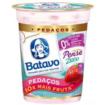 Bebida Láctea Batavo Pense Zero Com Pedaços De Morango Embalagem 100G