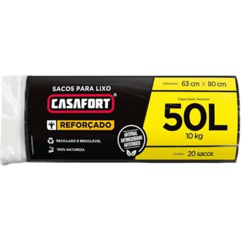 Saco De Lixo Casafort 50 Litros Embalagem 20Un Azul