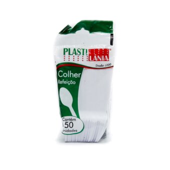Colher Para Refeição Plastilânia Branca 50 Unidades