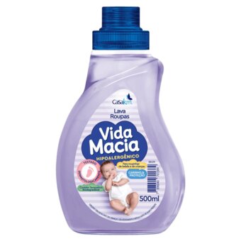 Lava Roupas Líquido Vida Macia Bebê Embalagem 500Ml