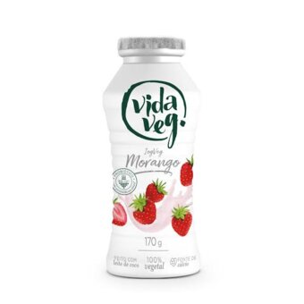 Iogurte Vegano Vida Veg Coco Com Morango Embalagem 170G