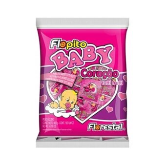 Pirulito Florestal Flopito Baby Coração Tutti Frutti Embalagem 200G