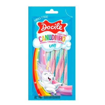 Bala Docile Canudinho Color Morango Embalagem 70G
