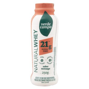 Iogurte Natural Verde Campo Whey Morango Garrafa 250G
