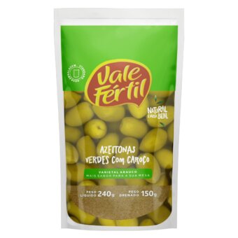 Azeitona Verde Vale Fertil Com Caroço Sachê 150G