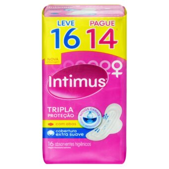 Absorvente Externo Intimus Tripla Proteção Suave Com Abas Oferta 16Un