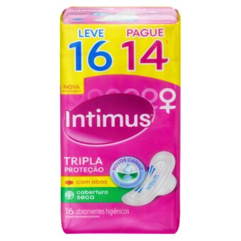 Absorvente Externo Intimus Tripla Proteção Seca Com Abas Oferta 16Un