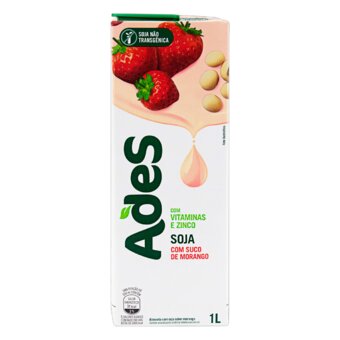 Bebida A Base De Soja Ades Sabor Morango 1L