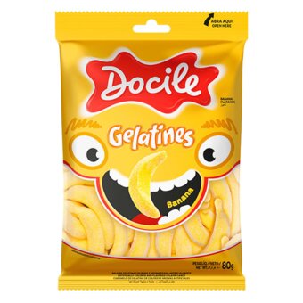 Bala Docile Gelatines Banana Pacote 80G