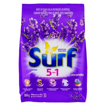  Lava Roupa Em Pó Surf 5Em1 Lavanda 800G