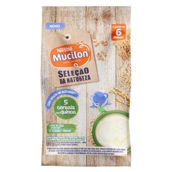 Cereal Infantil 5 Cereais com Quinoa Nestlé Mucilon Seleção da Natureza Pacote 180g