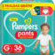 FRALDA PAMPERS PANTS AT 36UN G